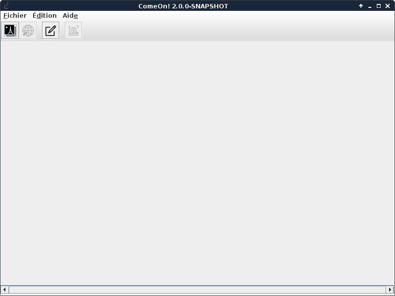 Main window of ComeOn! ready to upload media.