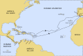 This map has indications of cities that at the time of Columbus' voyage had not yet been founded.