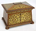 early to mid-19th century rosewood and brass inlaid tea caddy