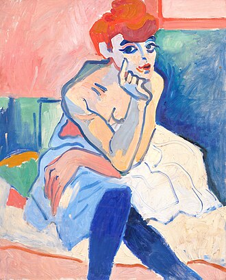 Woman in a Chemise, by André Derain. 100 x 81 cm, oil on canvas.