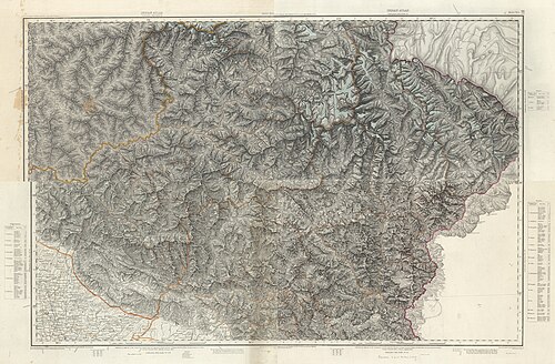 Himalaya, Indian Atlas, sheet 66. Scale 1:253,440.