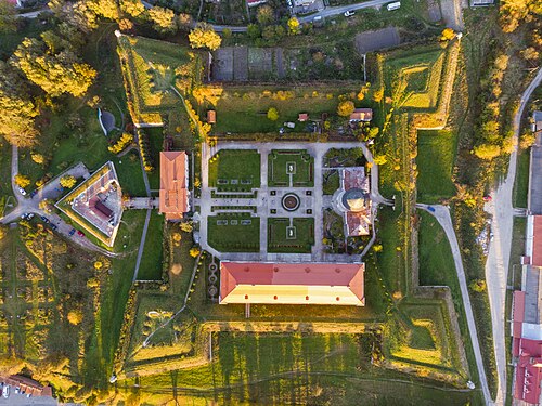 Top down view on castle in Zolochiv, Ukraine.